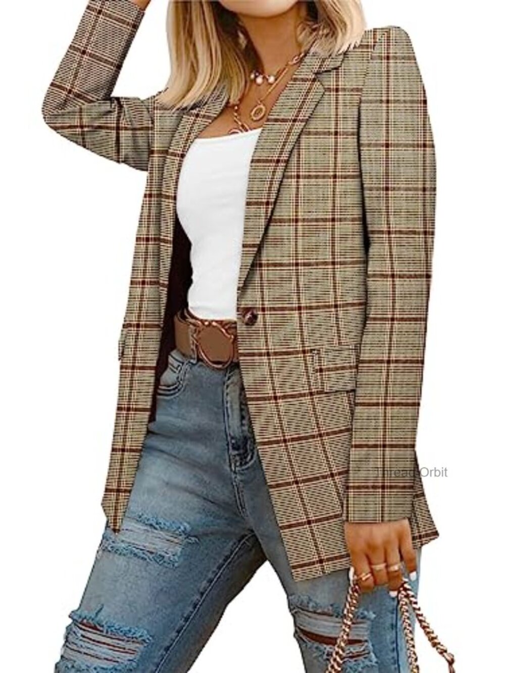 Women Business Casual Blazer One Button Fully Lined Lightweight Stretch Work